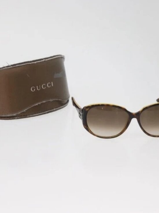GUCCI Tortoise Pattern Sunglasses Plastic Brown Silver Auth BA13261 main image 11